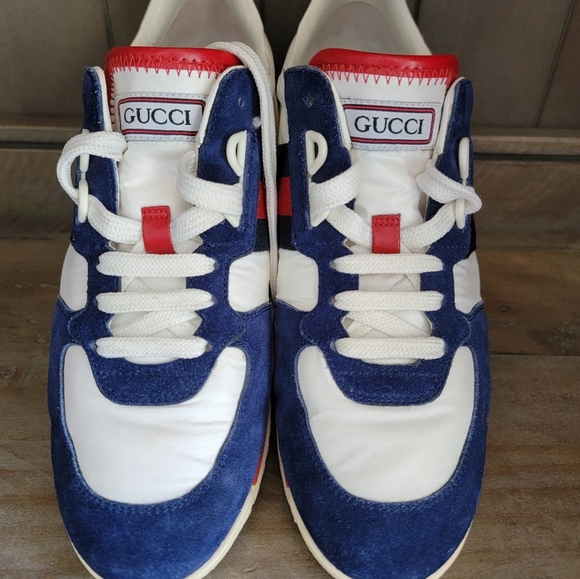 Gucci Authentic Womens Signature Stripe Ace Suede/Nylon Sneakers(EU 37.5 US 7) - Picture 1 of 15